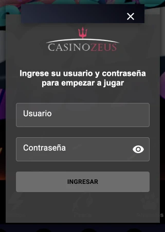 Proceso de inicio de sesión en zeuscasino